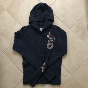 H&M Navy Wool Blend Sweater w/ Embroidered Detail